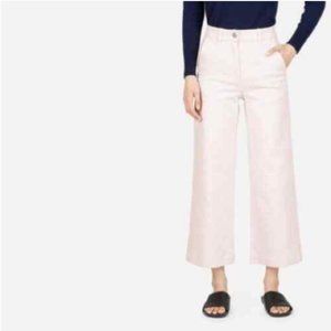 Everlane light pink wide leg high rise cropped pants